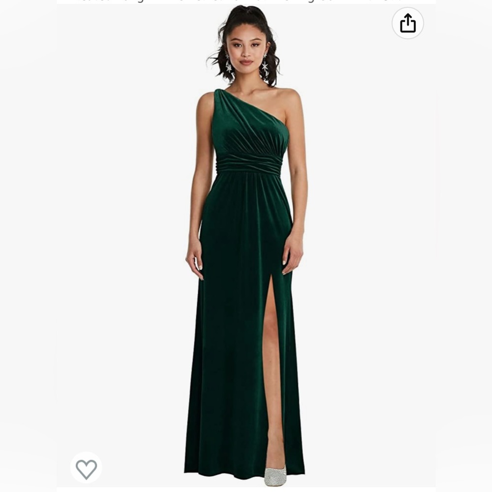 Emerald Velvet One Shoulder Pleated Dress